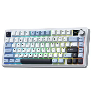 AULA F75 MAX Tri-mode Mechanical Gaming Keyboard with TFT Screen and Knob 75% Layout 80-keys Hot Swap RGB Backlight 4000mAh Gasket Wireless E-sports Gamer Keyboards
