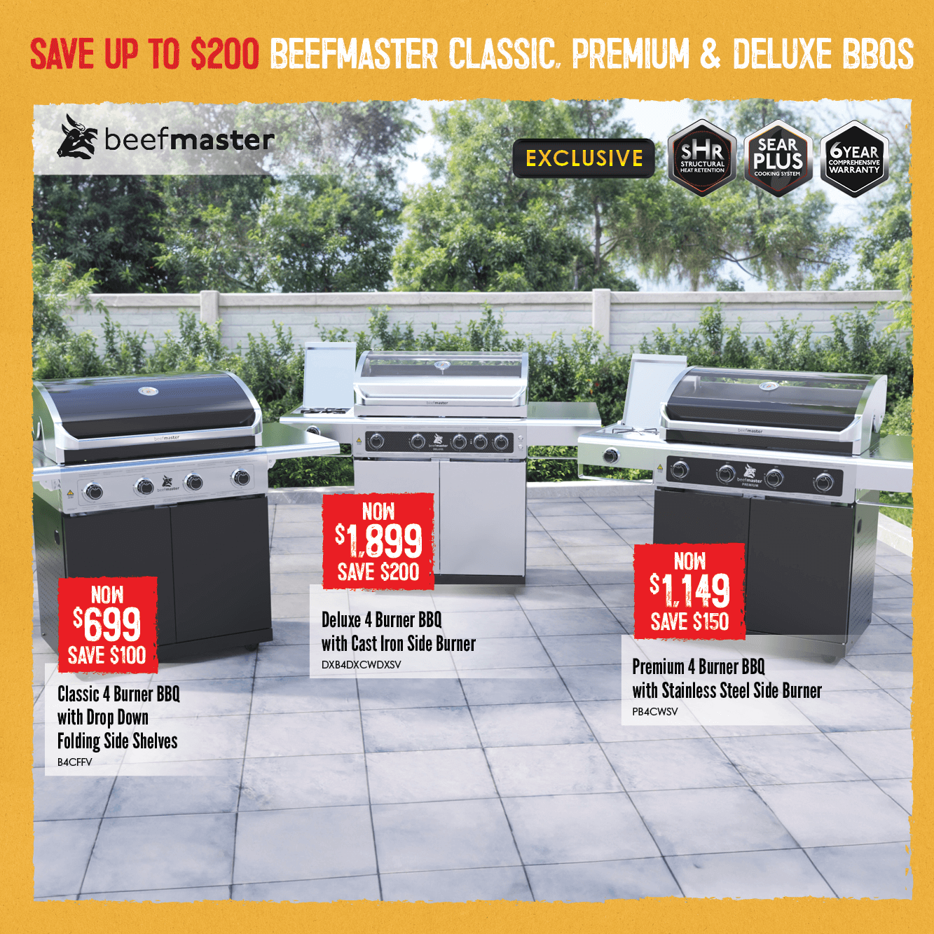 Save Up To $200 Beefmaster Classic, Premium & Deluxe BBQs