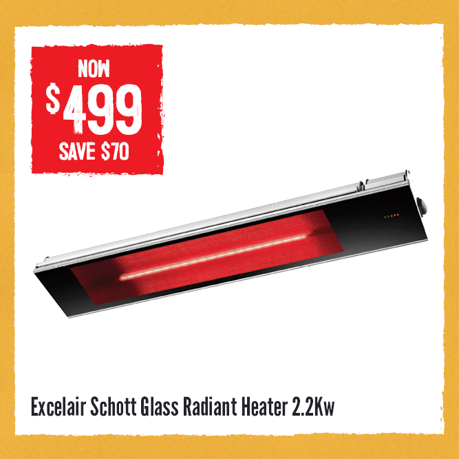 Now $499 Save $70 Excelair Schott Glass Radiant Heater 2.2Kw