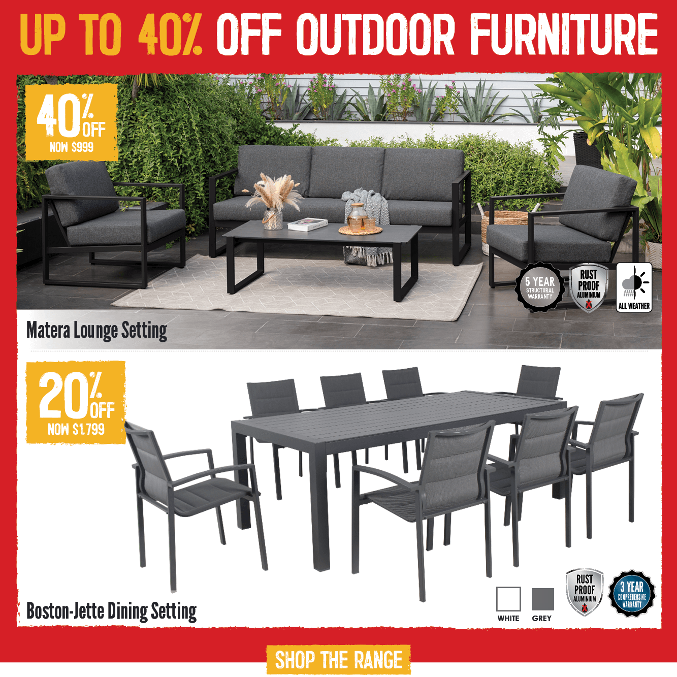 Up To 40% Off Outdoor Funiture Settings