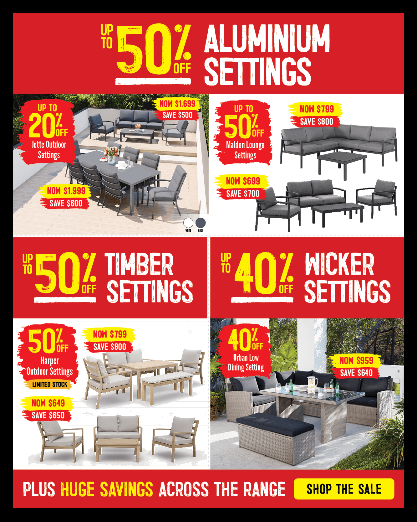 Up To 50% Off Outdoor Settings