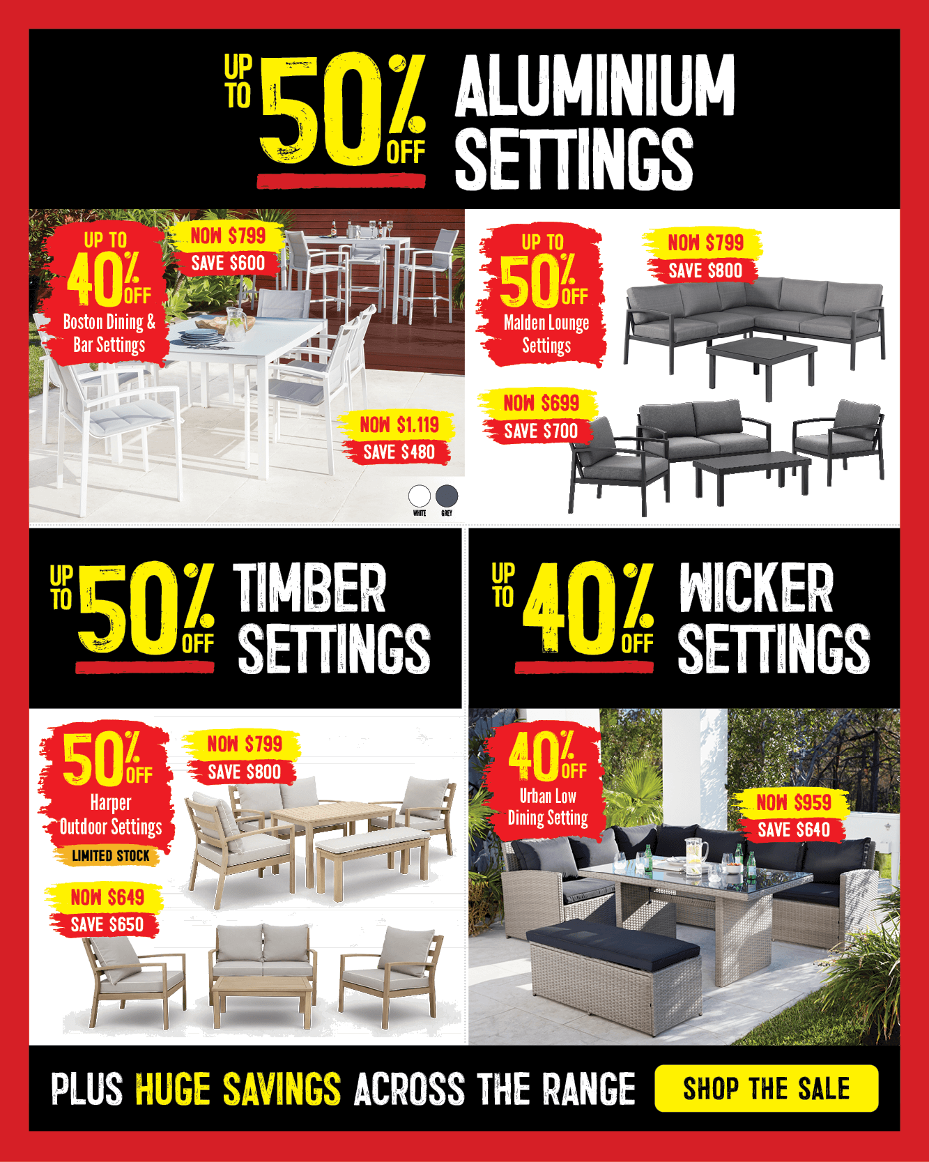 Up To 50% Off Outdoor Settings