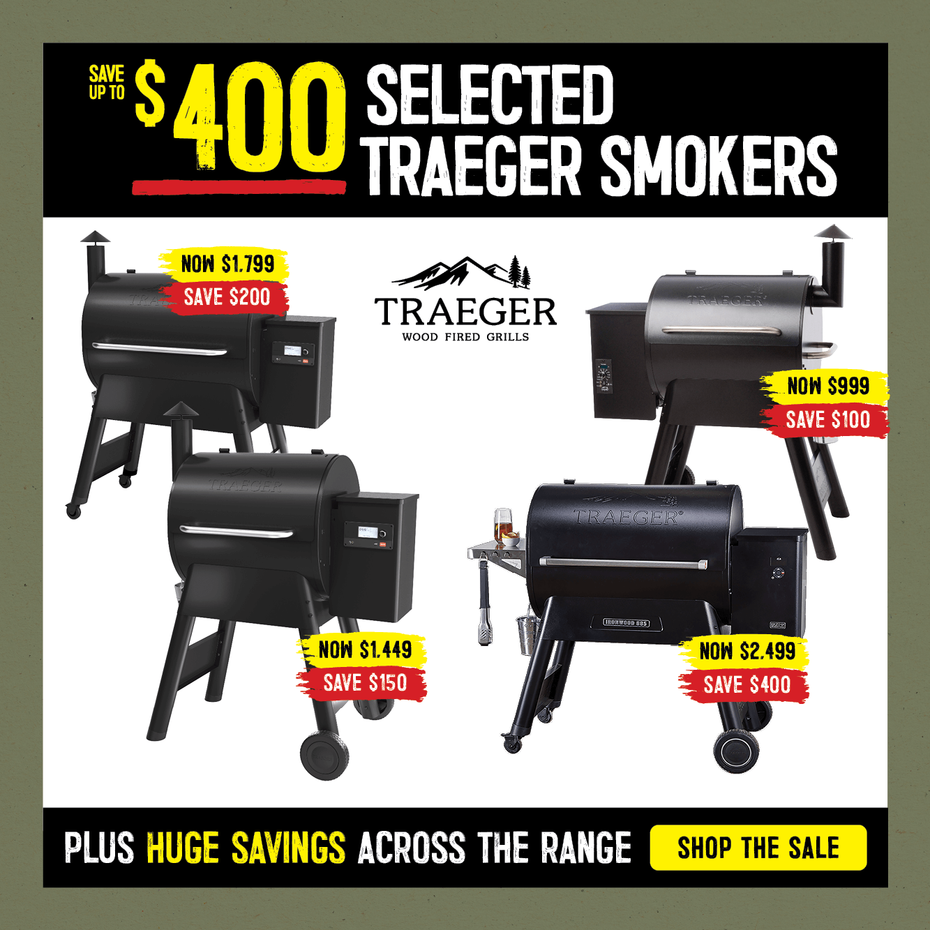 Up To $400 Selected Traeger Smokers