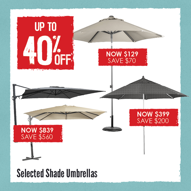 Up to 40% Off Selected Shade Umbrellas