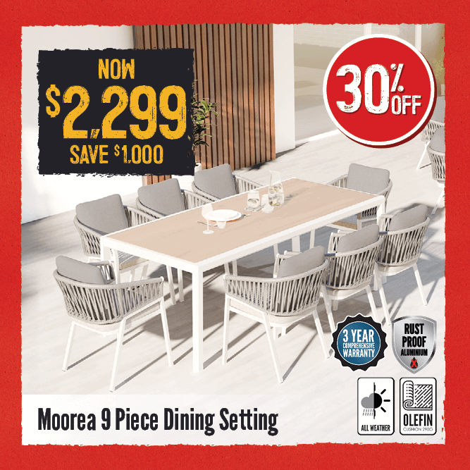 Now $2299 Save $1000 Moorea 9 Piece Dining Setting