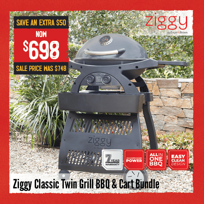 Now $698 Ziggy Classic Twin Grill BBQ & Cart Bundle