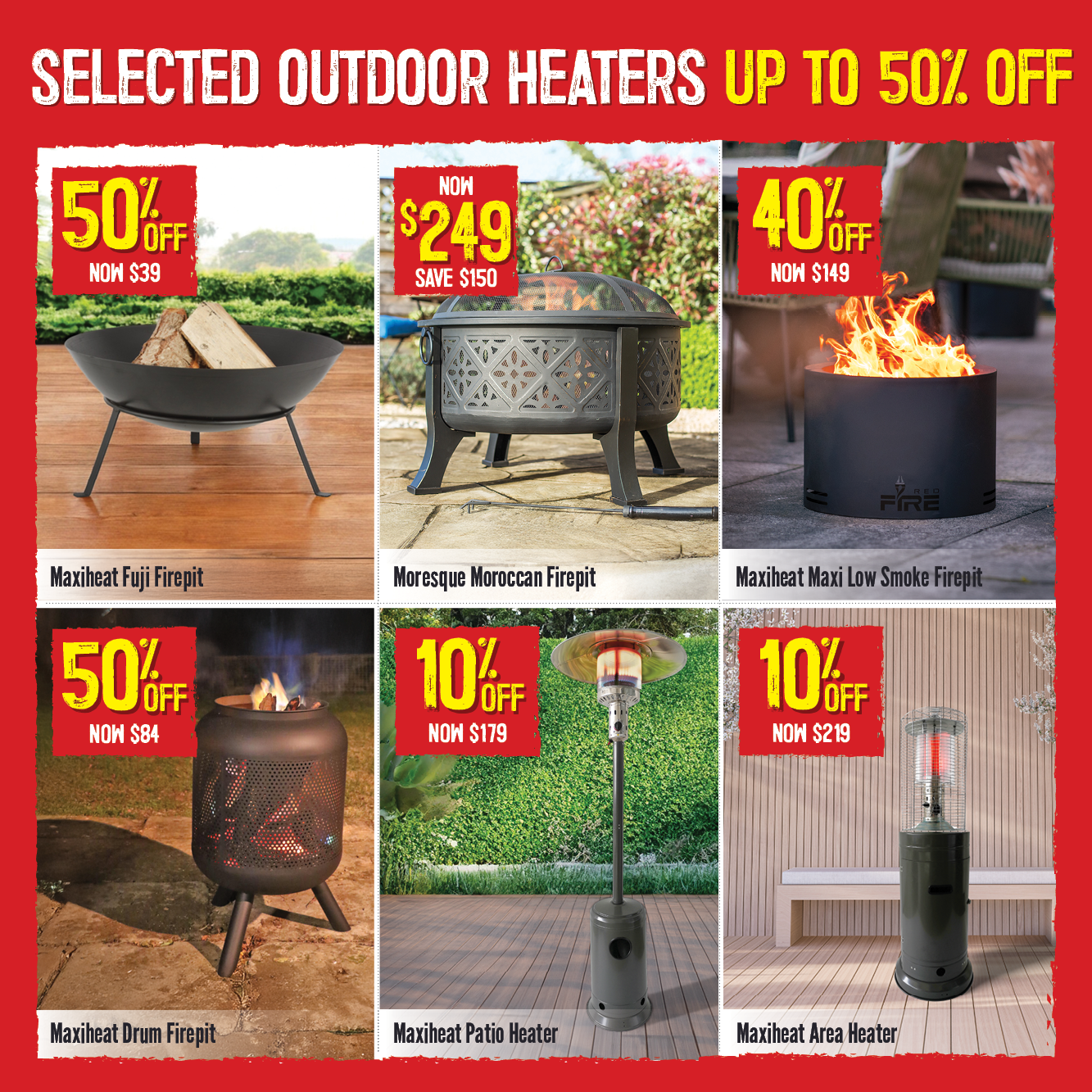 Selected Outdoor Heaters Up To 50% Off