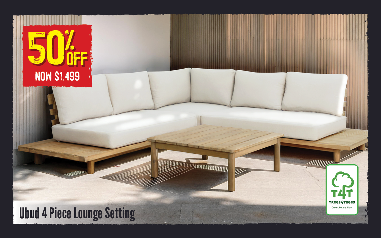 Now $1499 50% Off Ubud 4 Piece Lounge Setting