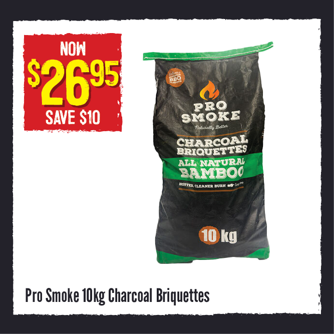 Now $26.95 Save $10 Pro Smoke 10kg Charcoal Briquettes