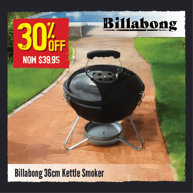 Now $39.95 30% Off Billabong 36cm Kettle Smoker