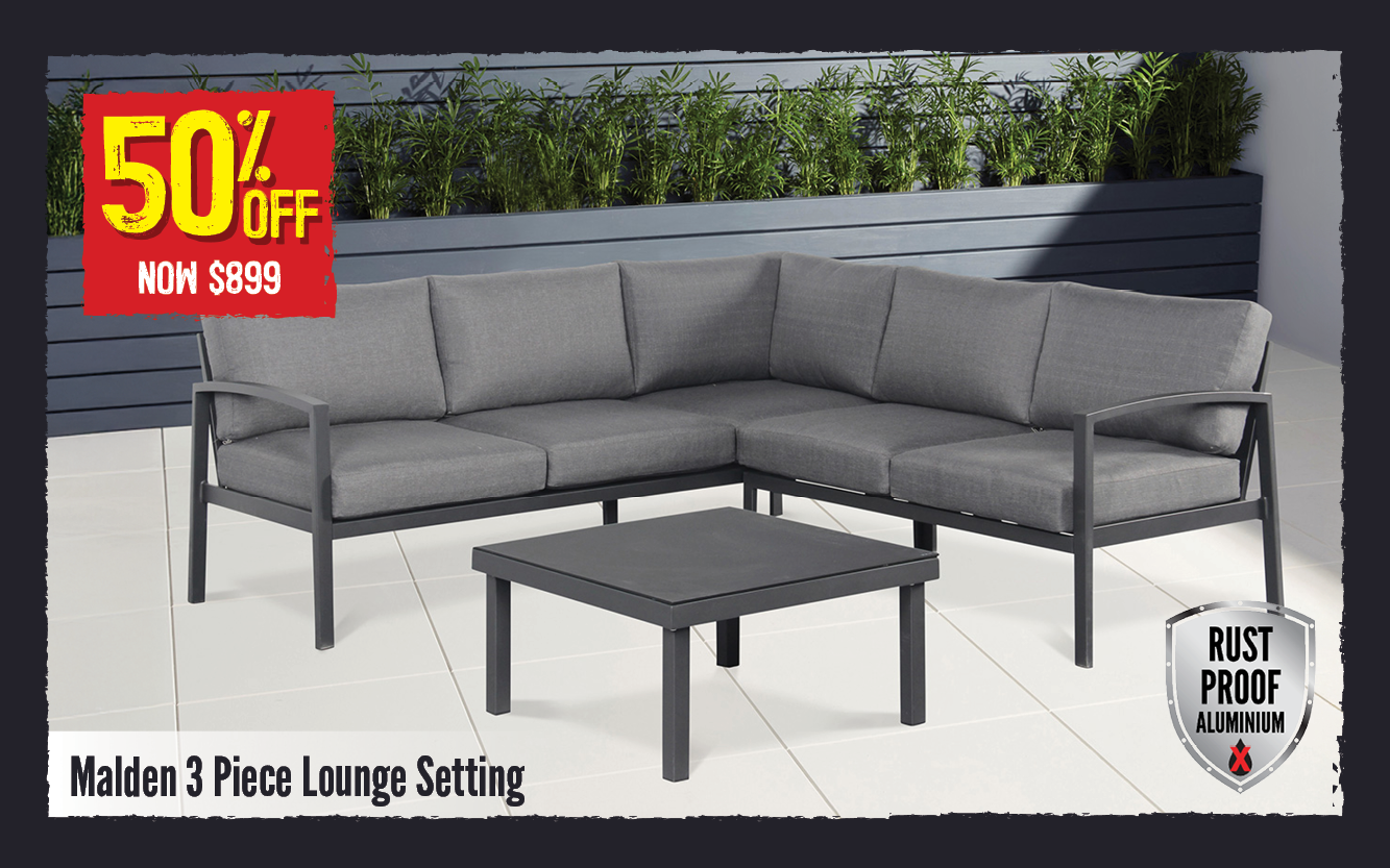 Now $899 50% Off Malden 3 Piece Lounge Setting