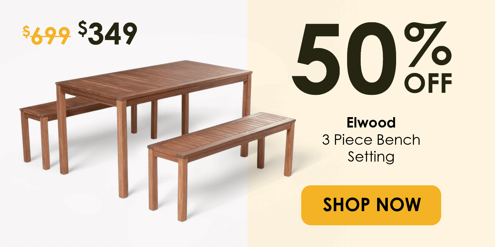 Now $349 50% Off Elwood Bench Setting | Shop Now