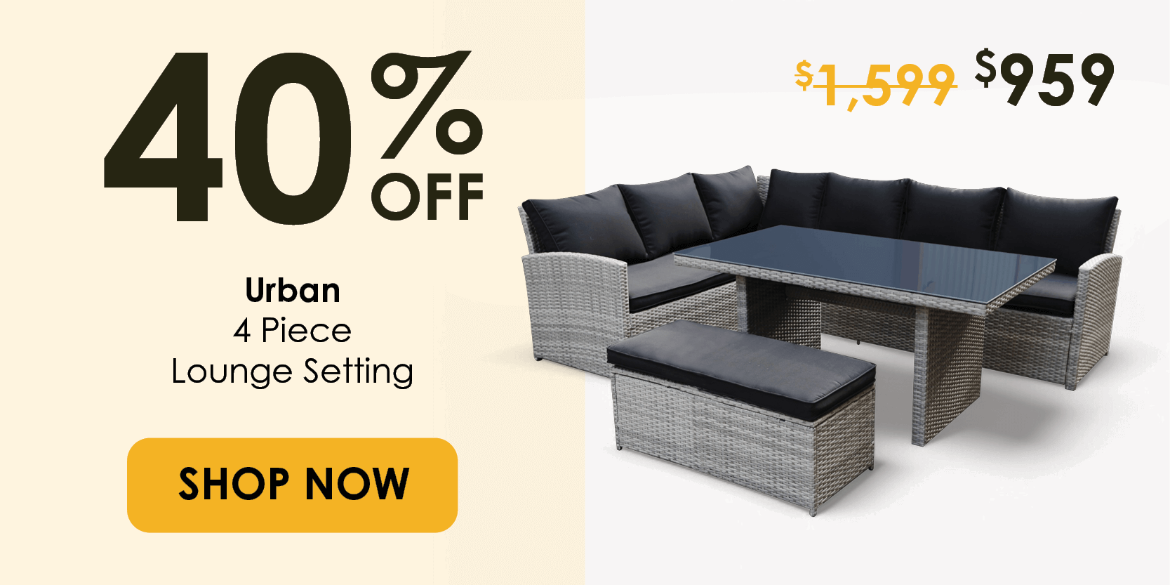 Now $959 40% Off Urban Lounge Setting | Shop Now