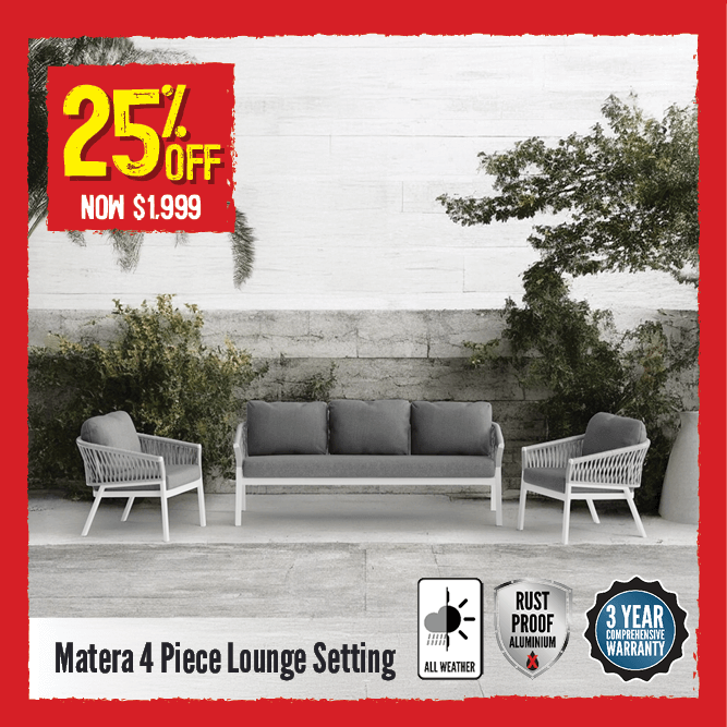 Now $1999 25% Off Moorea 4 Piece Lounge Setting