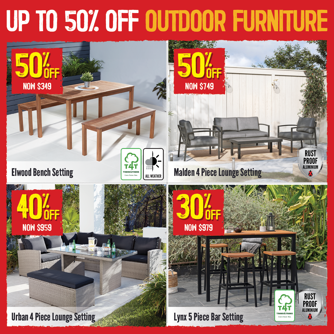 Up To 50% Off Outdoor Settings