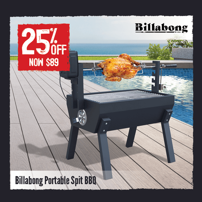 Now $89 25% Off Billabong Portable Spit BBQ