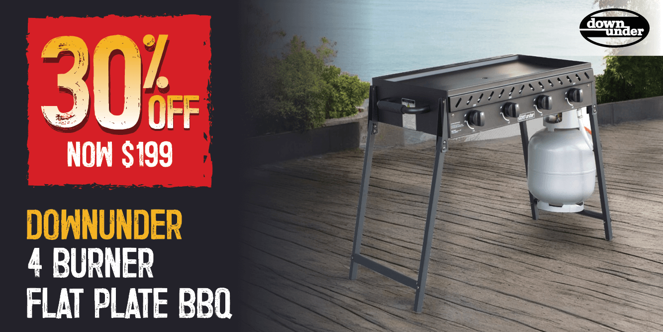 Now $199 30% Off Downunder 4 Burner Flat Plate BBQ | Shop Now