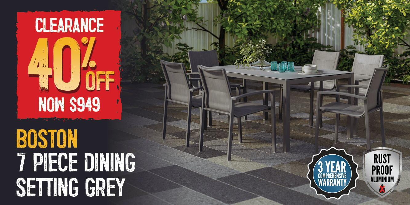 Now $949 40% Off Boston 7 Piece Dining Setting Grey | Shop Now