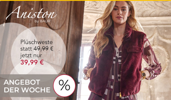 Bild: Angebot der Woche – Plüschweste bisher 49,99€, jetzt nur 39,99€