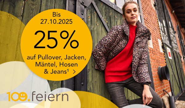 Bild: Bis 27.10.2025 – 25% auf Pullover, Jacken, Mäntel, Hosen und Jeans¹