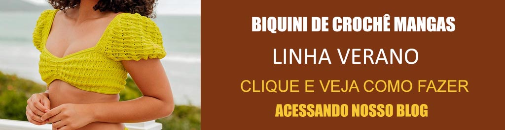 Receita Biquini de Crochê Mangas com Linha Verano