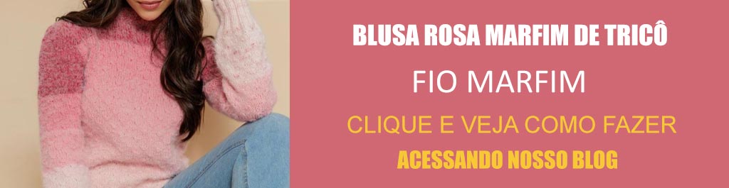 Blusa Rosa Marfim de Tricô com o Fio Marfim