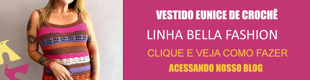 Receita Vestido Eunice de Crochê com a Linha Bella Fashion