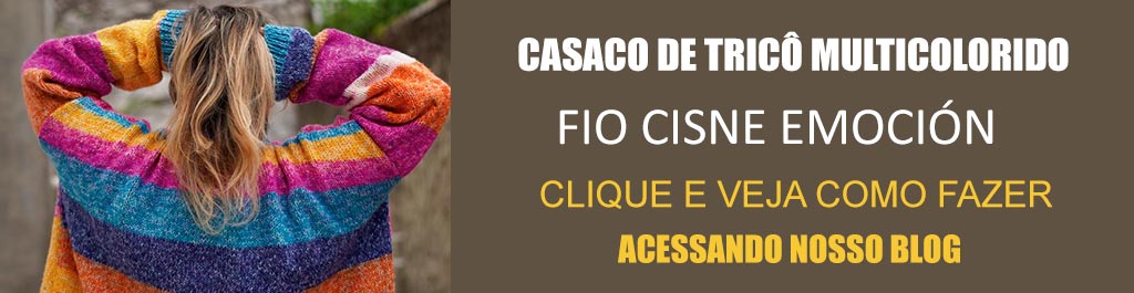 Casaco de Tricô Multicolorido com Fio Cisne Emoción