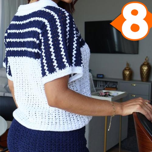 Receita Conjunto Navy de Crochê com a Linha Cléa Duplo