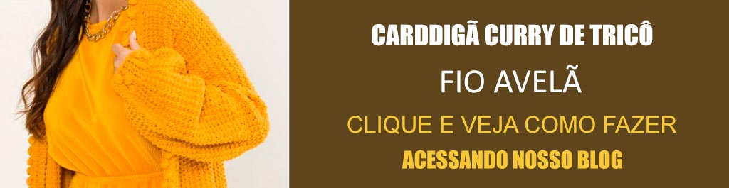 Receita Carddigã Curry de Tricô com o Fio Avelã