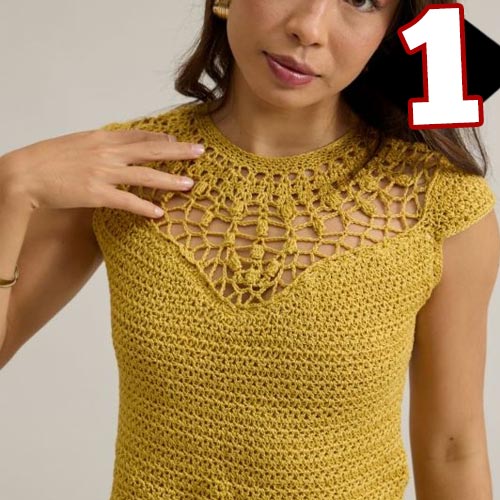 Receita Blusa Açafrão de Crochê com a Linha Queen Duplo