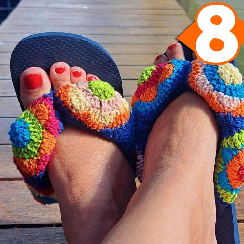 Receita Sandália Flor de Crochê com a Linha Bellinha