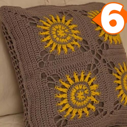 Receita Almofada Solar de Crochê com o Barbante Barroco Maxcolor