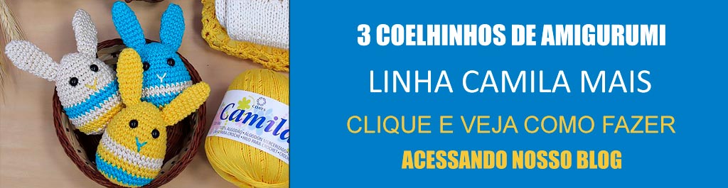Receita 3 Coelhinhos de Amigurumi com Linha Camila Mais