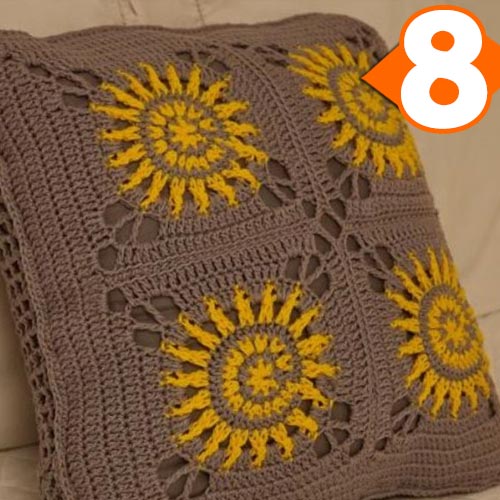 Receita Almofada Solar de Crochê com o Barbante Barroco Maxcolor