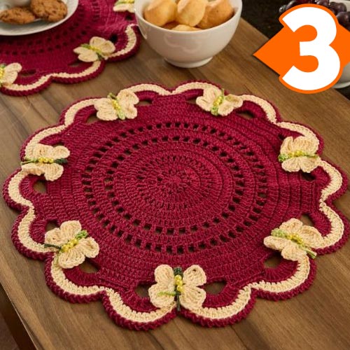 Receita Sousplat Jardim de Crochê com a Linha Duna