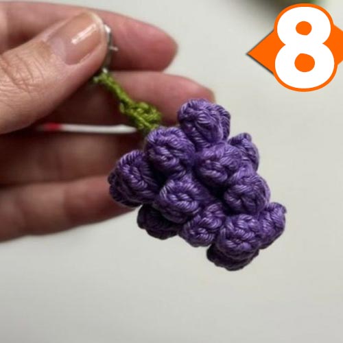 Receita Pingente Uva para Bolsas de Crochê com o Fio Amigurumi