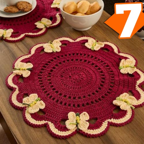 Receita Sousplat Jardim de Crochê com a Linha Duna