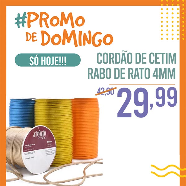 Cordão de Cetim Rabo de Rato 4mm