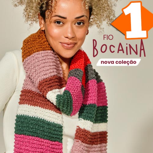 Receita Cachecol de Tricô com o Fio Bocaina