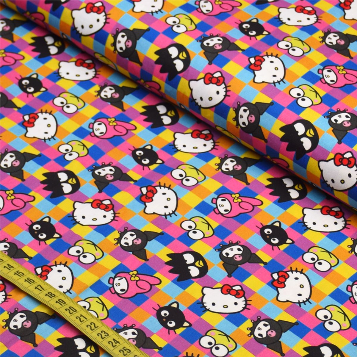 Tecido Tricoline Hello Kitty Friends