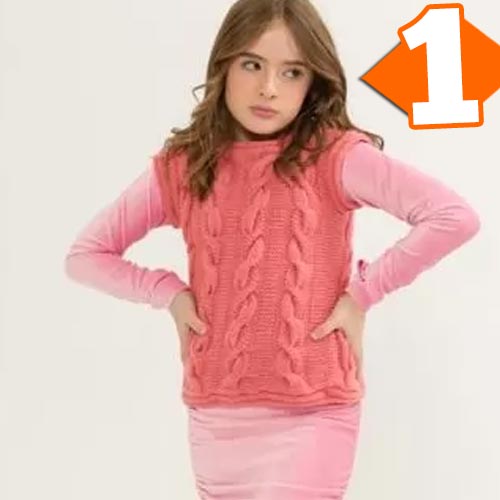 Receita Colete Cupido de Tricô com o Fio Abecê Baby e Kids