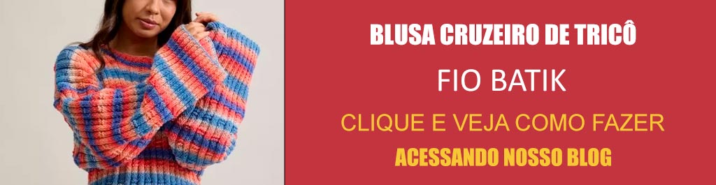 Blusa Cruzeiro de Tricô com Fio Batik Círculo – Receita com Gráfico