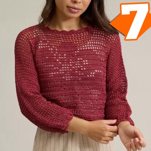 Receita Blusa Escarlete de Crochê com Linha Queen