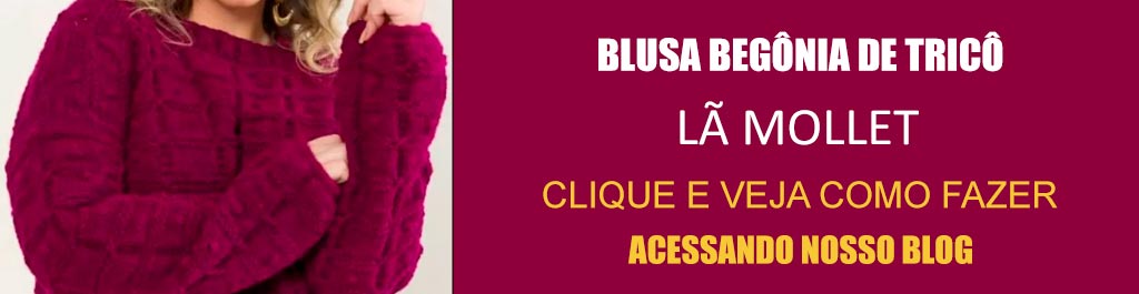 Receita Blusa Begônia de Tricô com a Lã Mollet