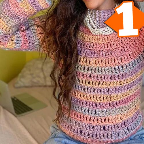 Receita Suéter Conforto em Topdown de Crochê com o Fio Lírio