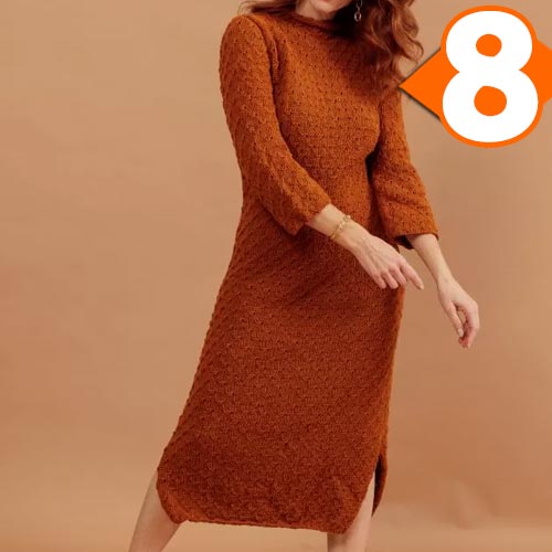 Receita Vestido Harmony de Tricô com Ponto Fantasia e Fendas Laterais