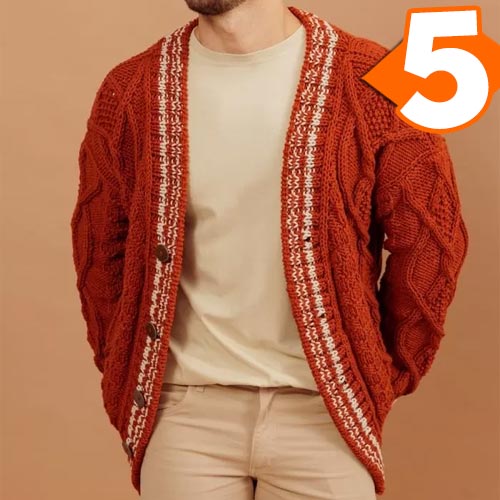 Receita Cardigã Masculino de Tricô com Tranças