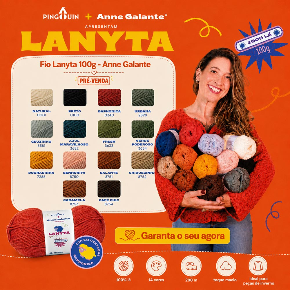 Fio Lanyta 100g - Anne Galante - Pré Venda