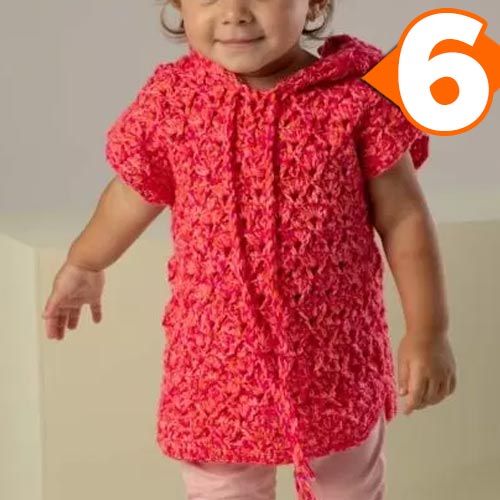 Receita Colete com Capuz Framboesa de Crochê com Mais Bebê Cores